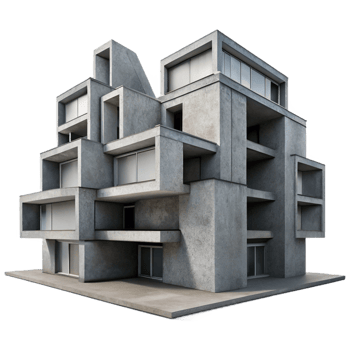wonderful modern Brutalistic Concrete Apartment Complex authentic png