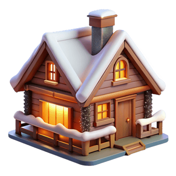 beautiful creative Swiss Chalet Soft Snowfall Warm exclusive png