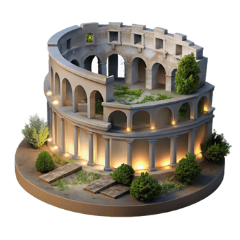 extraordinary classic A Roman Amphitheater with Crumbling Walls 4K png