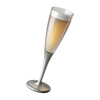 serene contemporary Champagne flute, clear, tall and slender, genuine png
