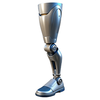 wonderful creative Cybernetic leg prosthetic, realistic skin, metallic joints high quality png