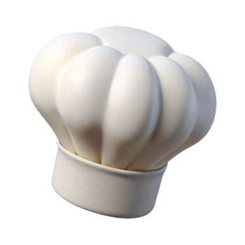 impressive vintage Chef's hat, white, traditional tall shape, detailed png