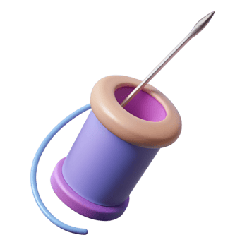 elegant minimalist A single, sewing needle with thread exclusive png