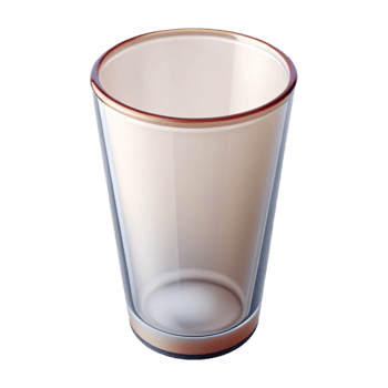 elegant rustic Pint glass, clear, cylindrical shape, high quality png