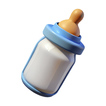 serene contemporary A single baby bottle, filled with milk, original png