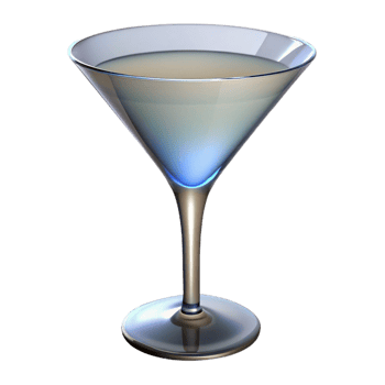 vibrant rustic Martini glass, clear, classic V-shape, 4K png