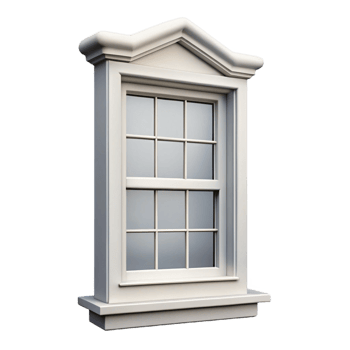 impressive modern Georgian sash window, white painted wood professional png
