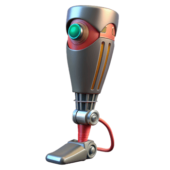 vibrant creative Cyberpunk prosthetic leg with exposed wiring authentic png