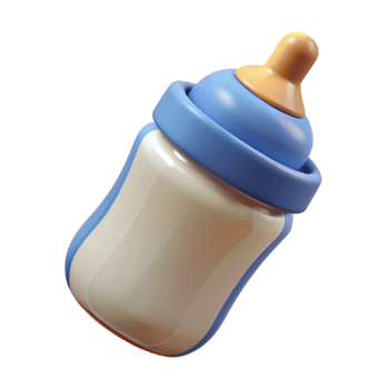 serene creative A single baby bottle, filled with milk, professional png
