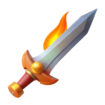 stunning modern A stylized sword, flames rising from the blade genuine png