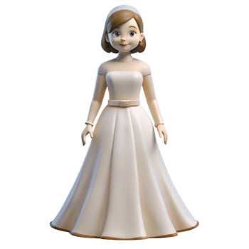 extraordinary contemporary Bride in white wedding dress, authentic png