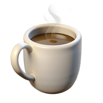 dramatic creative Steaming coffee mug, white ceramic, classic design, professional png