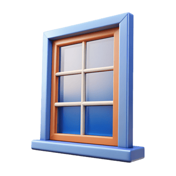 wonderful classic Double-hung window, white frame, high resolution png