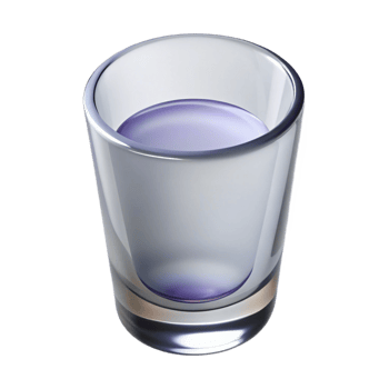 serene minimalist Shot glass, clear, small and thick, high quality png