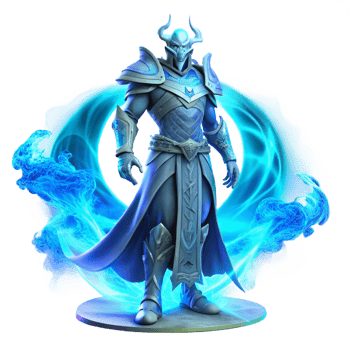 dramatic modern A Lone Ethereal Warrior with Glowing Blue genuine png