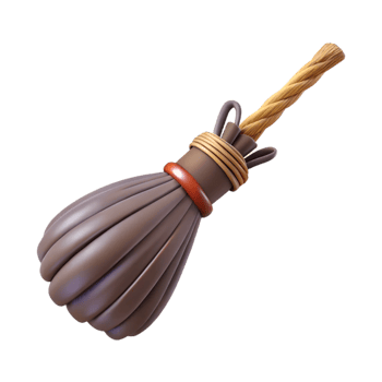 vibrant contemporary A witch's broom, made of twigs and bound with twine original png