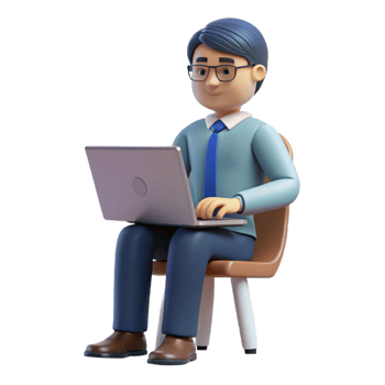 magnificent contemporary Office worker using a laptop, detailed png
