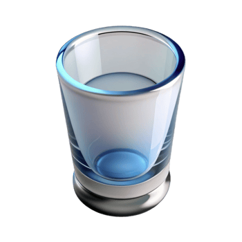 dramatic creative Shot glass, clear, small and thick, high resolution png