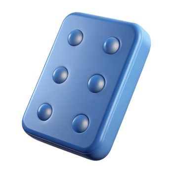 elegant creative A single domino tile, double six, premium png
