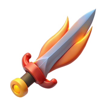 beautiful creative A stylized sword, flames rising from the blade authentic png