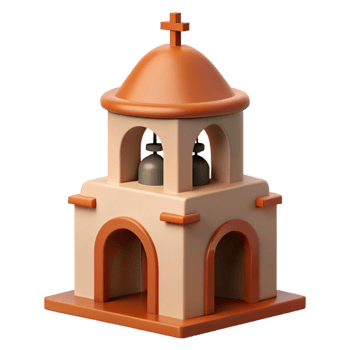 extraordinary classic Spanish colonial mission bell tower professional png