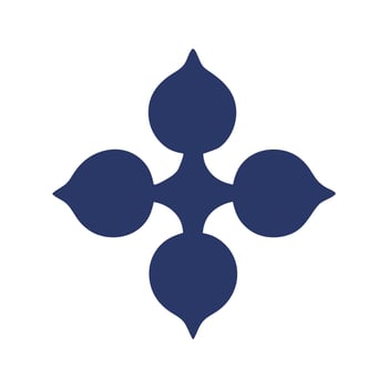 A blue and white logo with four leaves vector