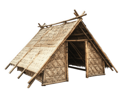 A small hut made of bamboo with a roof png