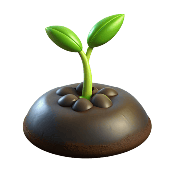 extraordinary artistic A sprouting seed, pushing through dark soil, dramatic chiaroscuro lighting, close-up macro photography 4K png