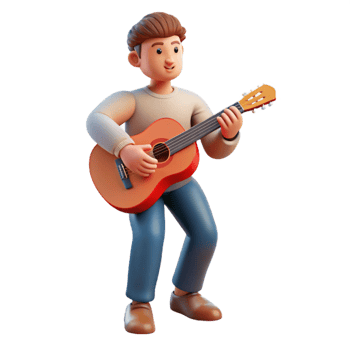 impressive traditional Musician playing a guitar, high quality png