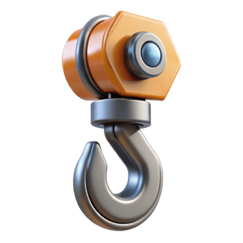dramatic vintage Crane hook, heavy duty steel high resolution png