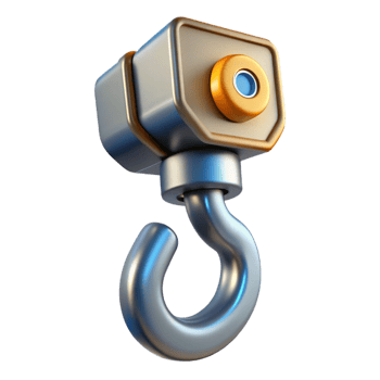vibrant modern Crane hook, heavy duty steel premium png