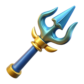 impressive minimalist Poseidon's Trident, ornate and powerful, 4K png