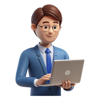 magnificent modern Office worker using a laptop, genuine png