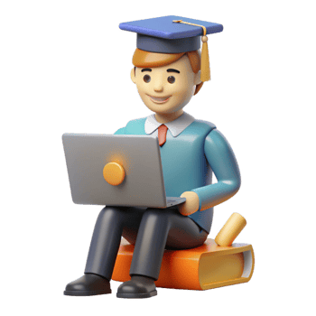 impressive creative Online education student using laptop learning platform detailed png