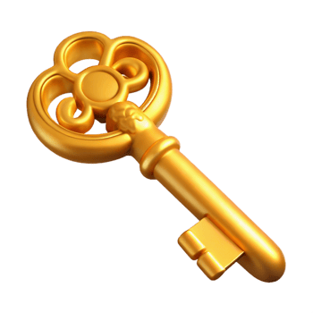impressive vintage A golden key with intricate carvings, high quality png
