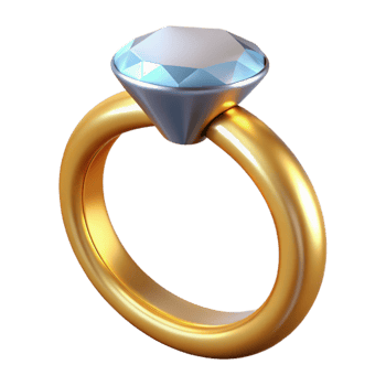 vibrant contemporary Diamond ring, gold band, solitaire setting, high resolution png