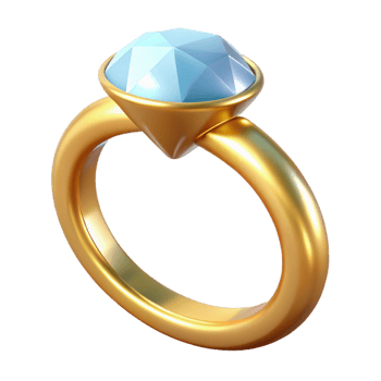 magnificent traditional Diamond ring, gold band, solitaire setting, high resolution png
