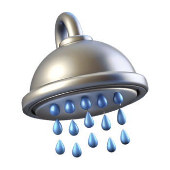 dramatic minimalist Shower head, rainfall style, chrome detailed png