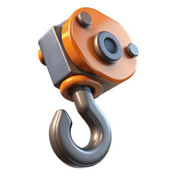 impressive traditional Crane hook, heavy duty steel 4K png