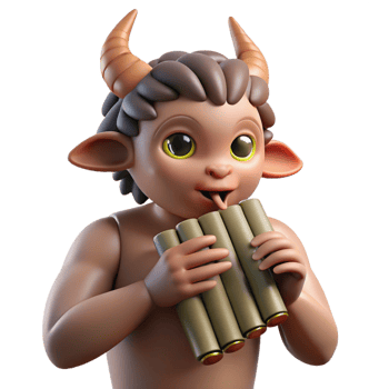 magnificent rustic A mischievous satyr, playing a pan flute in a sun-dappled forest. Art style Impressionism genuine png