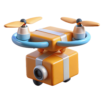 beautiful minimalist Delivery drone carrying a package premium png