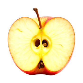 a perfectly halved red apple. png