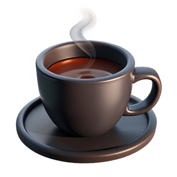dramatic classic Steaming cup of black coffee genuine png