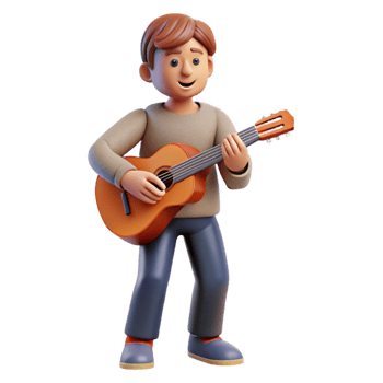 vibrant traditional Musician playing a guitar, detailed png