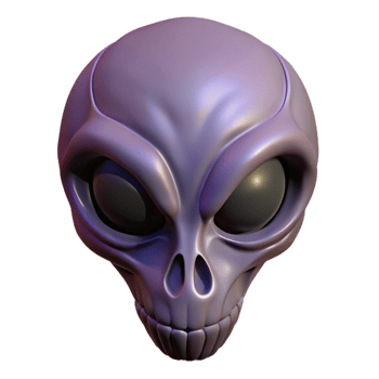 beautiful classic Alien skull, elongated shape, bony ridges genuine png