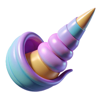 wonderful contemporary Unicorn horn, spiraled and magical, exclusive png