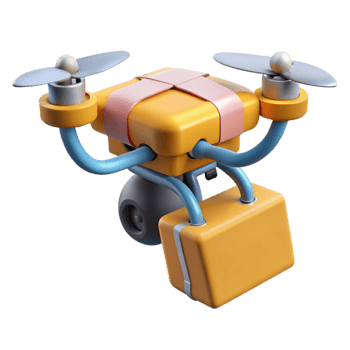 dramatic classic Delivery drone carrying a package professional png