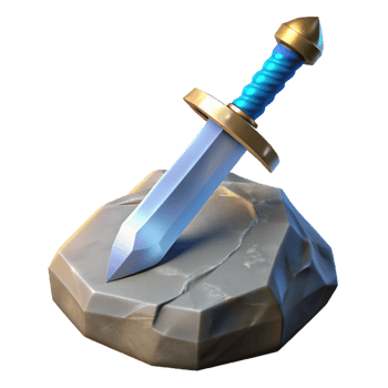 stunning traditional A gleaming longsword, embedded in a stone high resolution png