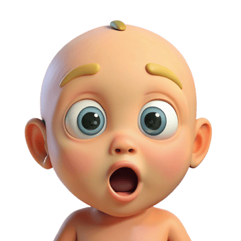 impressive modern Surprised baby with wide open eyes, authentic png