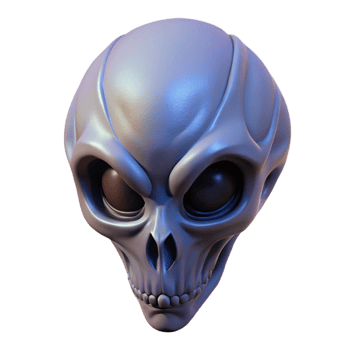 beautiful modern Alien skull, elongated shape, bony ridges premium png